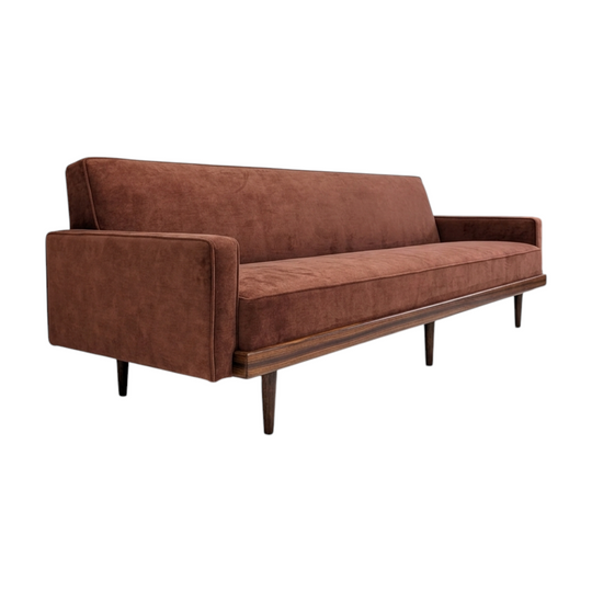 Dario Zoureff Four Seat Blackbean Sofa, Reupholstered, c. 1960s
