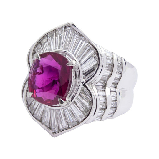 Impressive Platinum, Diamond, and GIA Certified Ruby Ring