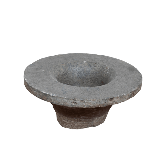 Indian Round Solid Stone Urn – Single, Base 22 x 35 cm (Uneven Base)