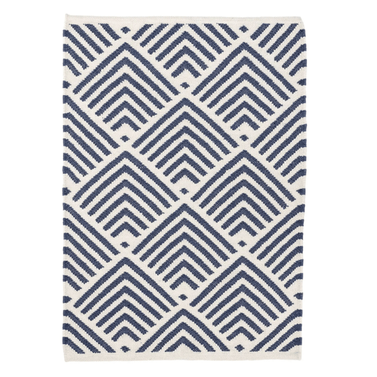 Indoor Outdoor PET Rug Blue White Geometric Pattern 243 x 304 Coastal