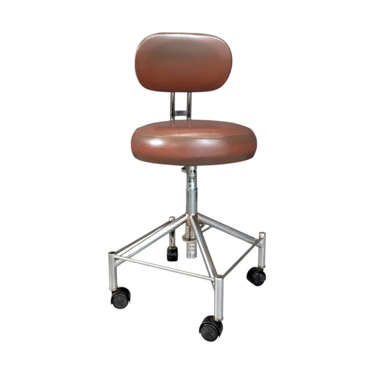 Industrial Vintage Dental Assistant Chair | Chrome and Brown Vinyl