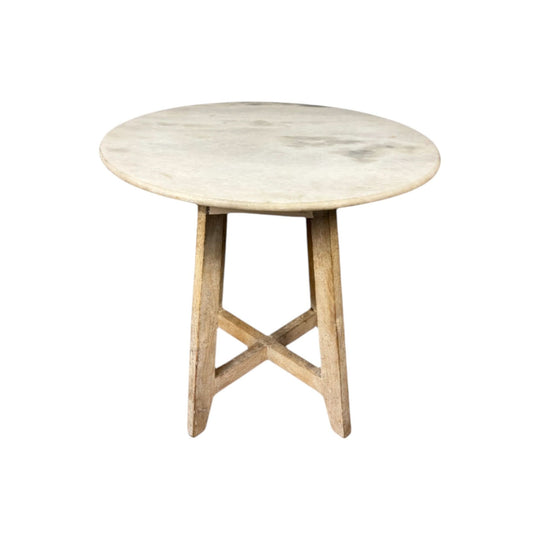 Irving Marble and Timber Round Side Table