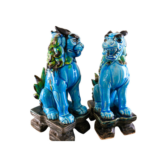 Vintage mid-century ceramic foo dogs, 1960s-70s (pair)