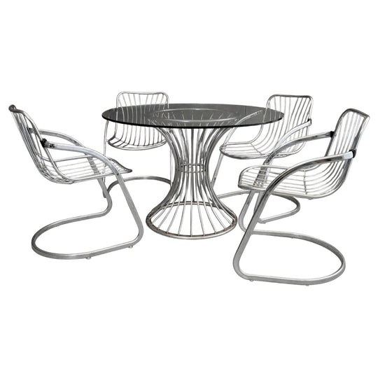 Italian 1970s Dining Table by Gastone Rinaldi for RIMA with Four Chairs