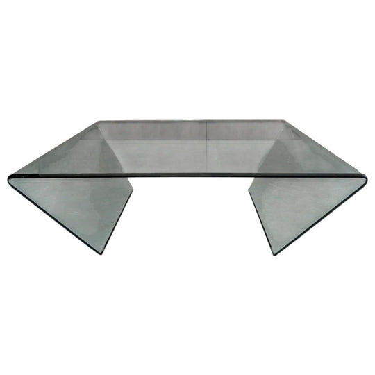 Italian 1980s Curved Glass Coffee Table