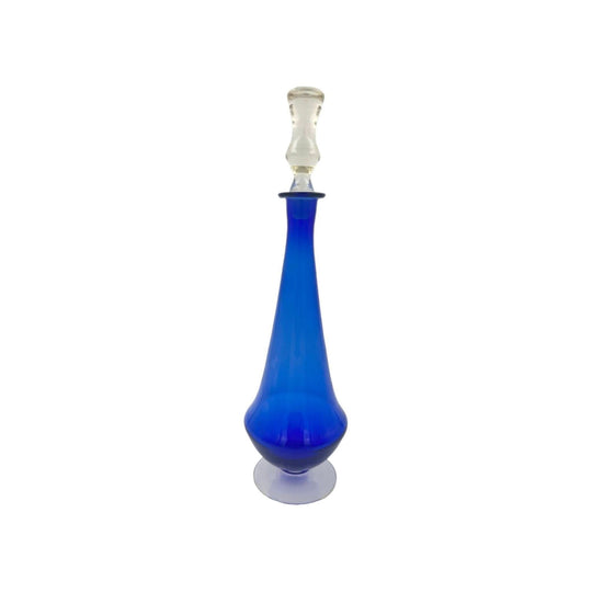 Italian Blue Lidded Stemmed Bottle