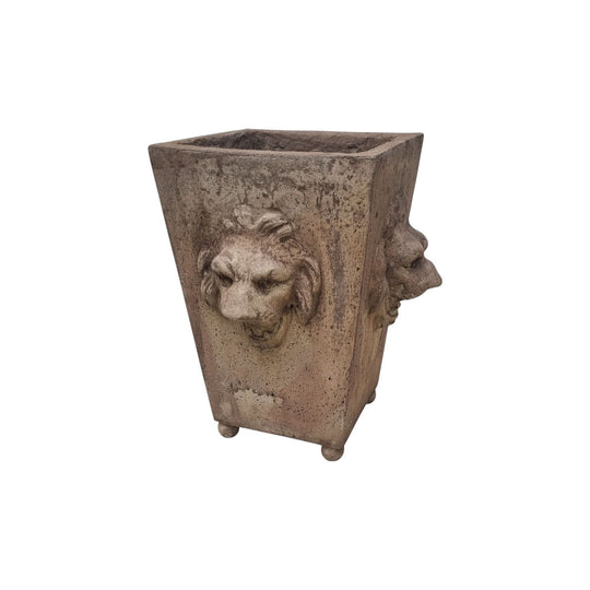 Italian cast stone lion head garden planter pots