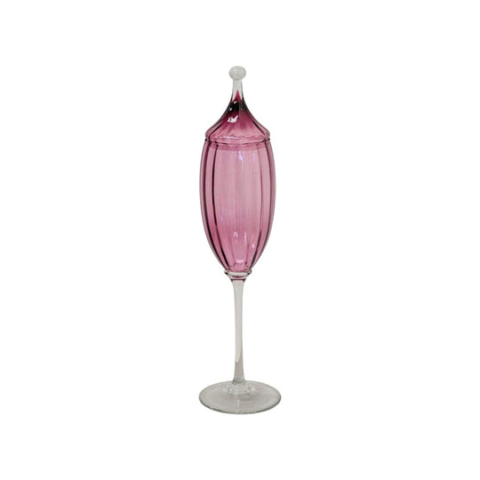Italian Empoli Optic Glass Apothecary Jar in Cranberry, c.1960s