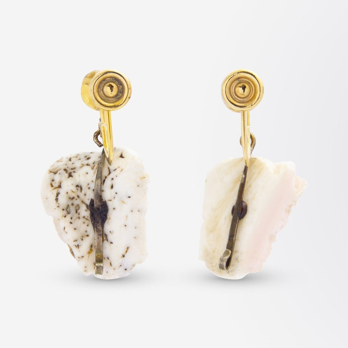 Italian Grand Tour Period Angel Skin Coral Earrings and Brooch Pendant | Bazaa | Designer, Vintage and Antique Furniture