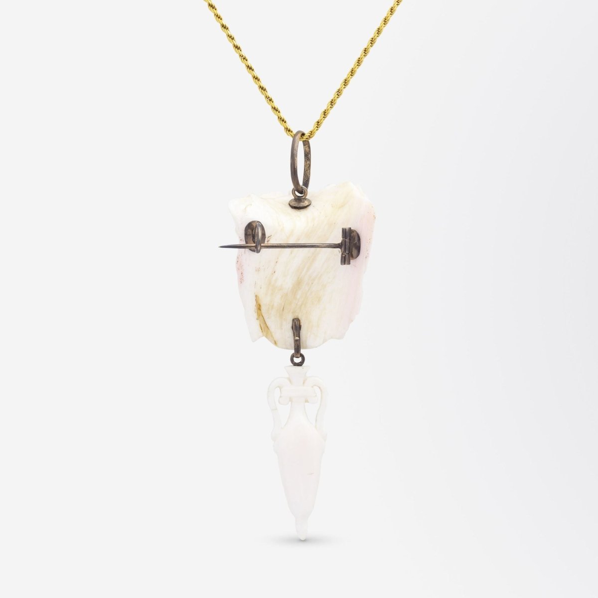 Italian Grand Tour Period Angel Skin Coral Earrings and Brooch Pendant | Bazaa | Designer, Vintage and Antique Furniture