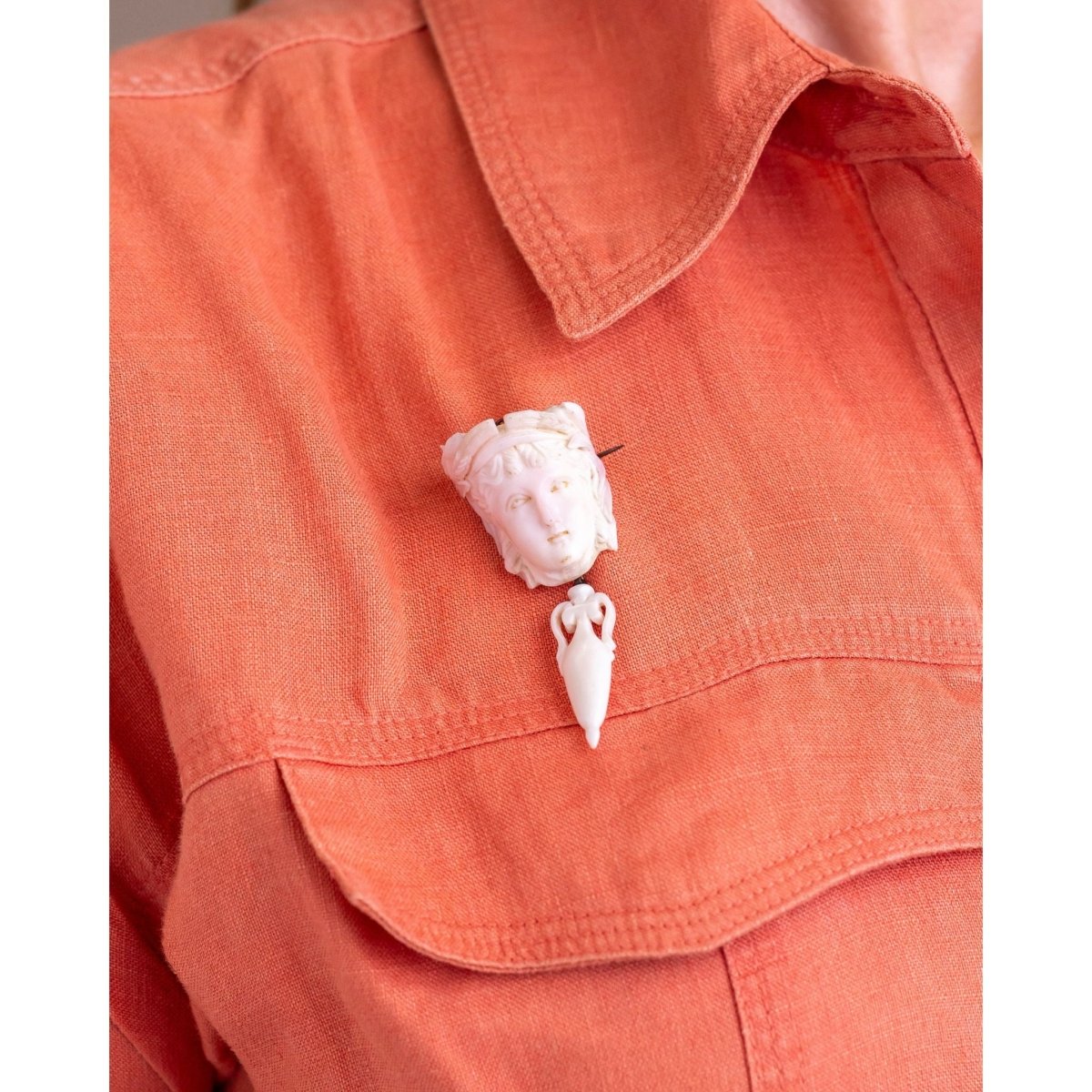 Italian Grand Tour Period Angel Skin Coral Earrings and Brooch Pendant | Bazaa | Designer, Vintage and Antique Furniture