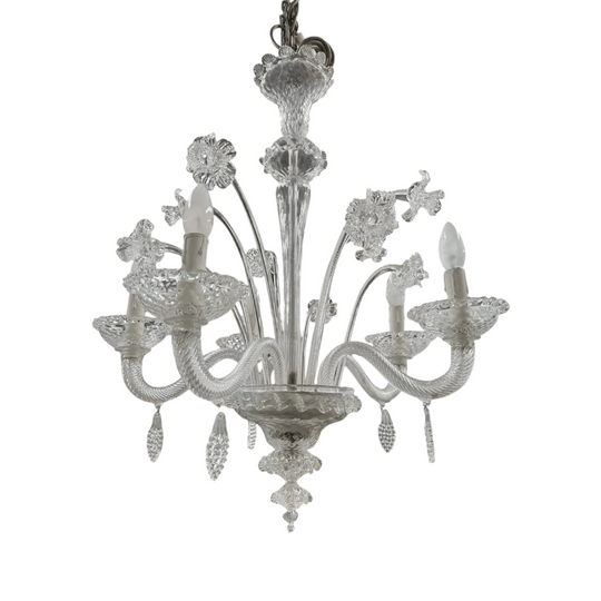 Italian Murano Clear Floral Chandelier