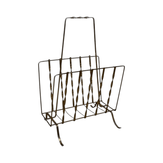 Italian Twisted Brass Magazine Rack 1970s