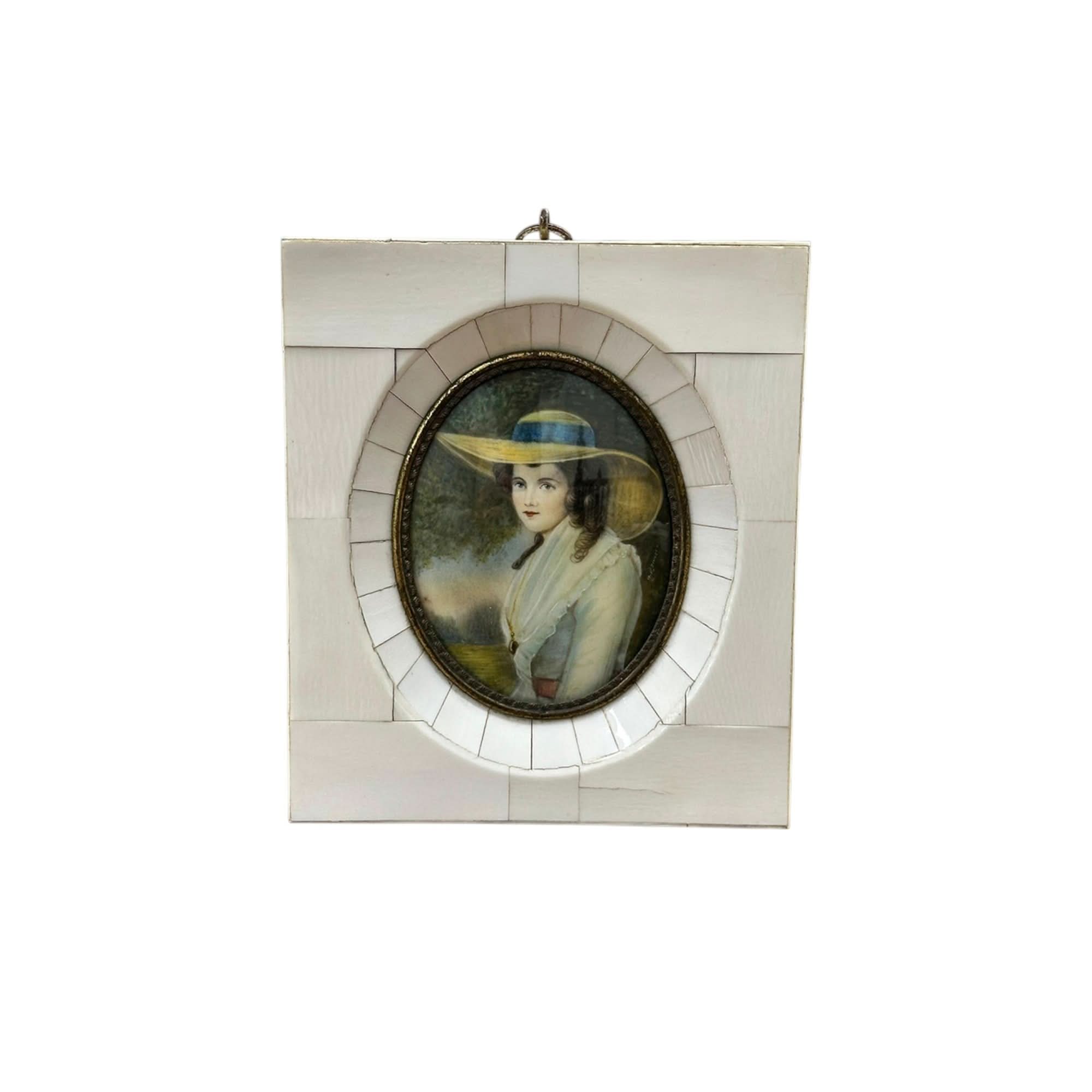 Ivory framed miniature portrait of Countess Spencer c.1860 | Bazaa | Designer, Vintage and Antique Furniture