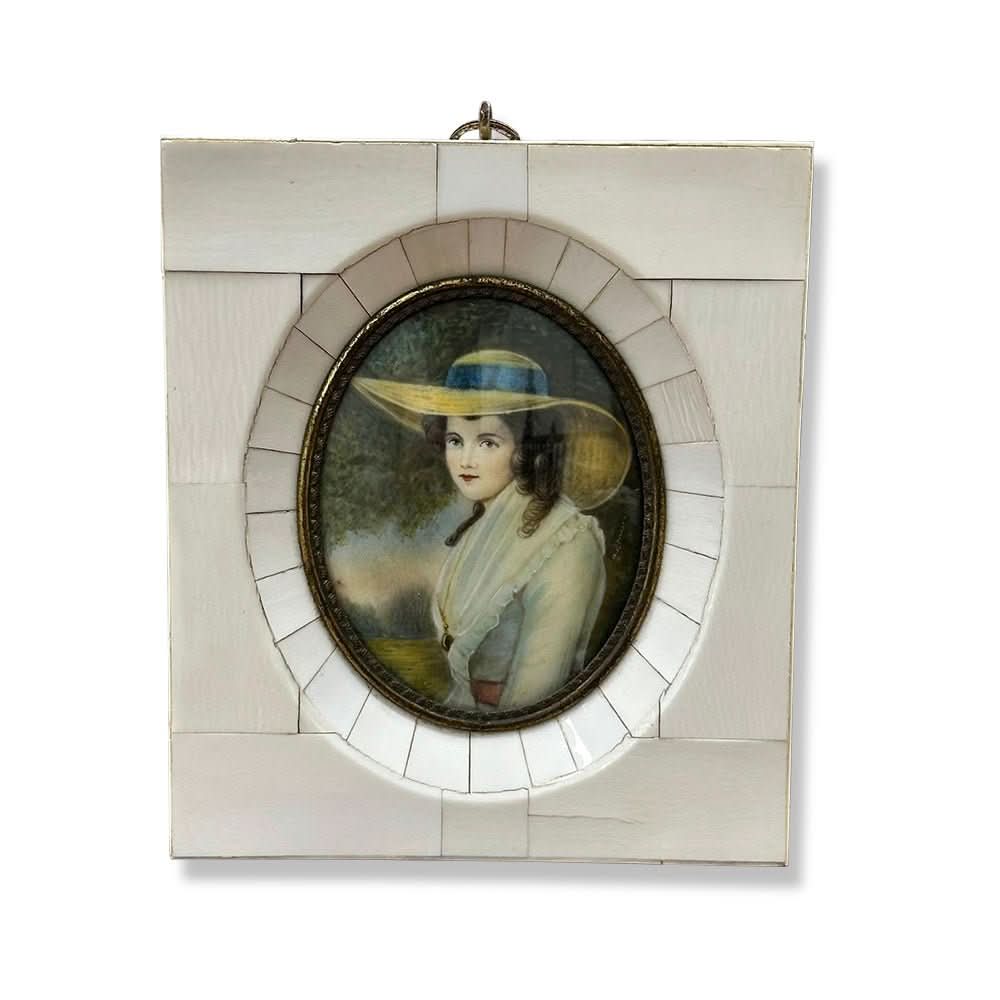 Ivory framed miniature portrait of Countess Spencer c.1860 | Bazaa | Designer, Vintage and Antique Furniture