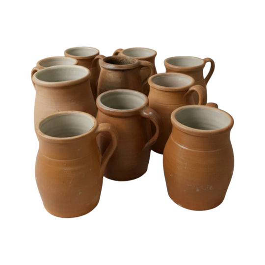 Vintage Gres Du Berry Stoneware Jugs - 1960s French Bistro Pitchers