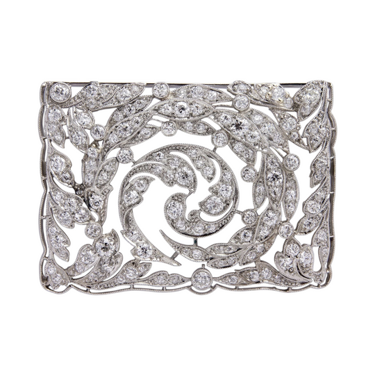 Edwardian Diamond Plaque Brooch Pin