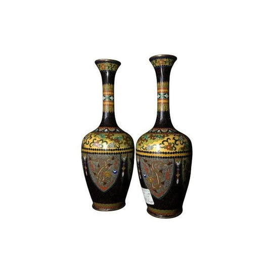 Japanese cloisonné pair of vases, 19th century