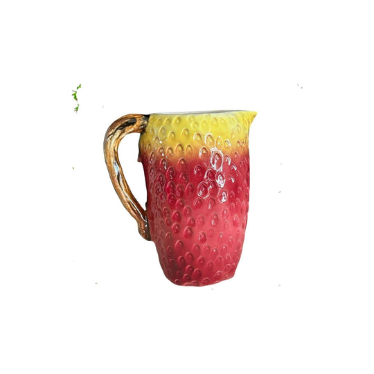 Japanese Superior bone china figural strawberry water, juice jug pitcher 17cm tall vintage 1960s