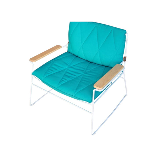 Jardan Seb Lounge Chair – Mid‑Century Inspired Contemporary Australian Design, Powder‑Coated Steel Frame, Solid Oak Armrests, Turquoise Upholstery