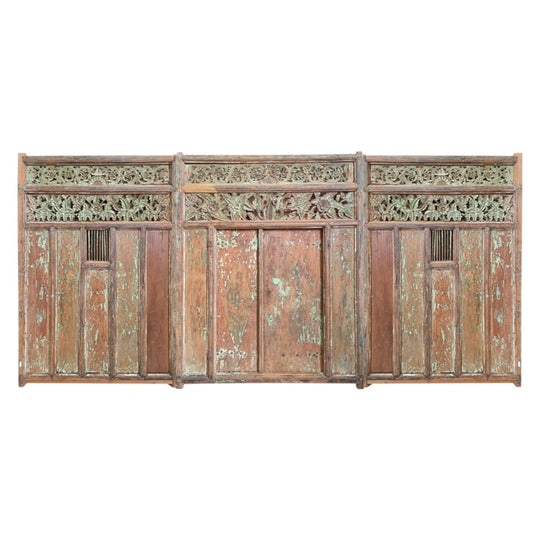 Javanese Original Vintage 3 Piece Hand Carved Door Set - AA16