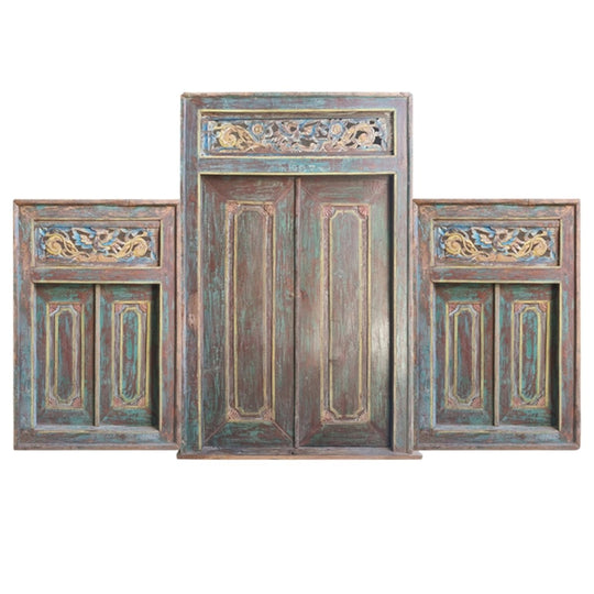 Javanese Original Vintage 3 Piece Hand Carved Door Set - AG6