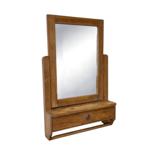 Wooden Vanity Mirror with Drawer