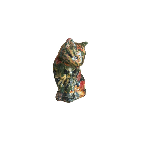 Joan Baker Designs Porcelain Patchwork floral ceramic cat