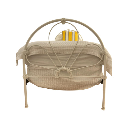 Vintage White Metal Bed Frame Single Ornate Cast Iron Cottage Coastal Hamptons Style Guest Bed Head