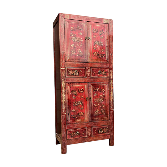 Chinese Red Lacquered Storage Cabinet
