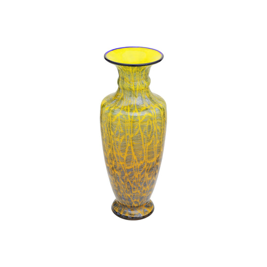 Jugendstil Yellow and Blue Glass Vase by Loetz