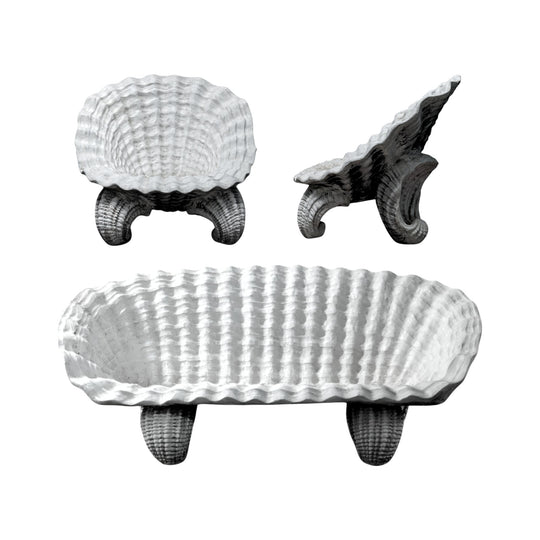 Vintage Italian Shell Seating | Three Piece Set in Resin Plaster and Fibreglass