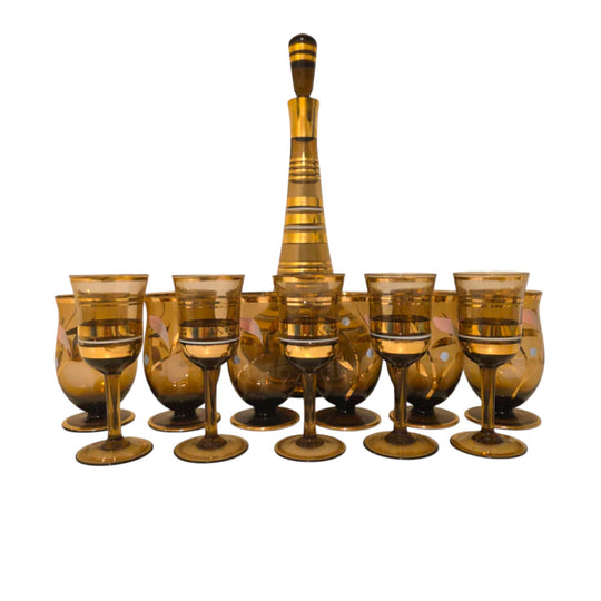 Bořské Sklo–export decanter set (1950s–60s),