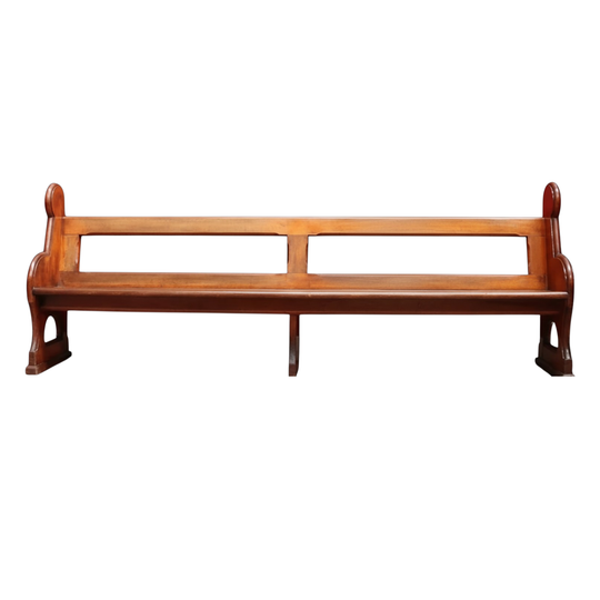 Antique Australian Cedar Church Pew with Carved Gothic Quatrefoil Ends