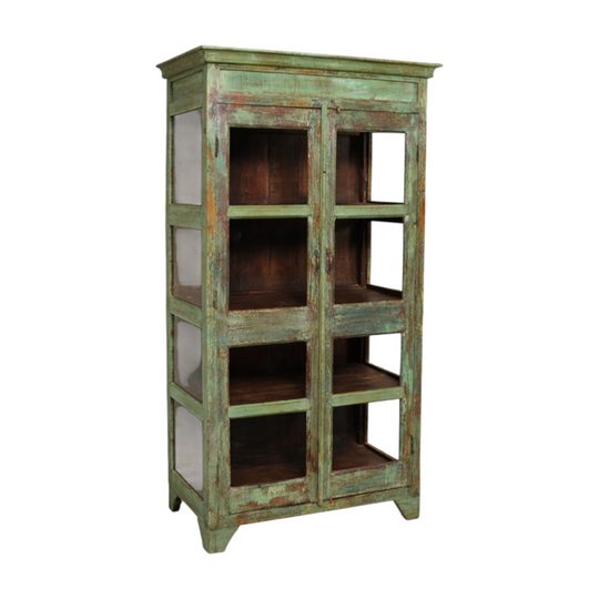 Indian Glass Almirah | Green Patina