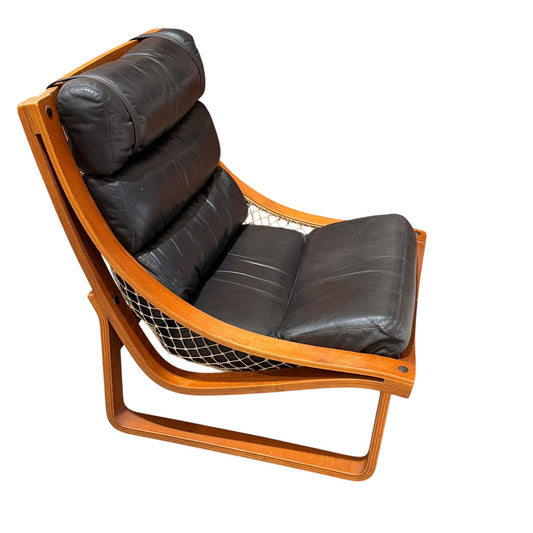 Vintage Tessa T4 Sling Chair - Black Leather Upholstery (Revive)