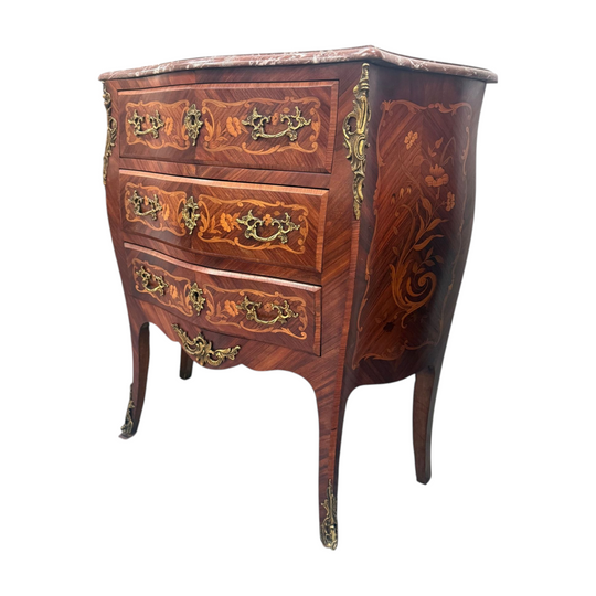 Antique Louis XV style Rosewood Marble Top Commode