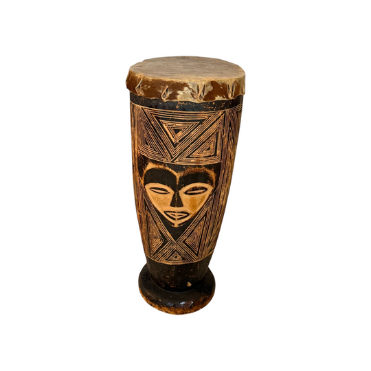 VINTAGE AFRICAN Hand Carved TRIBAL DRUM