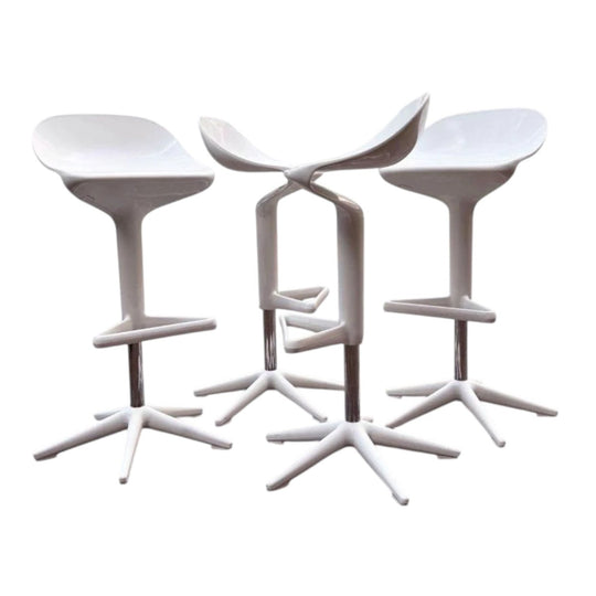 Kartell Spoon Stool by Antonio Citterio & Toan Nguyen, Italy — White Polypropylene, Height-Adjustable
