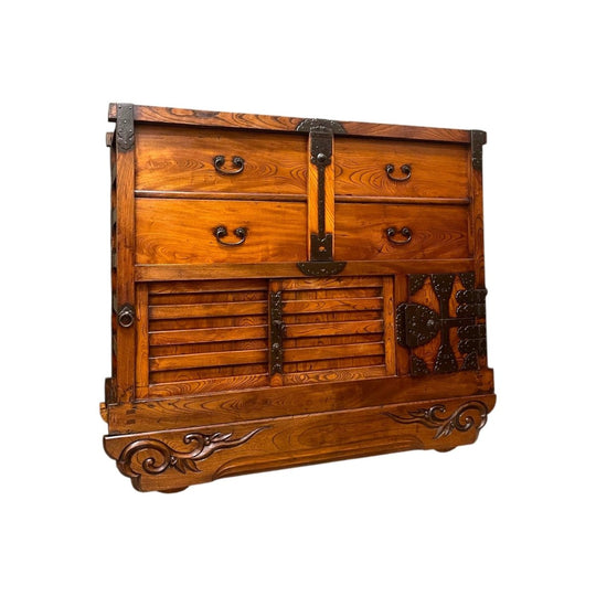 Karuma Dansu, Antique Japanese Wheeled Storage Cabinet - Elm | Edo, Mid 1800's