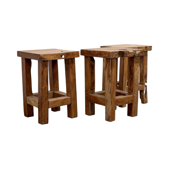 Square Teak Stool