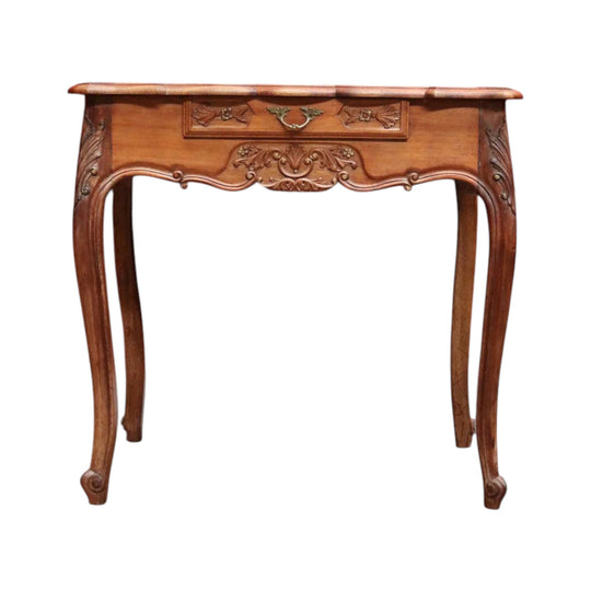 Vintage French Walnut Single Drawer Side Hall or Lamp Table B12754