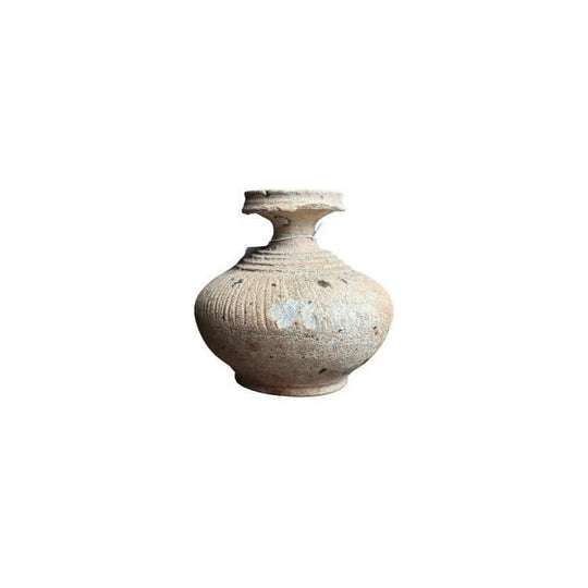 Khmer stoneware bottle vase with broad lip, green glaze, 10th-11th century AD