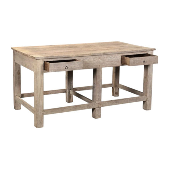 KITCHEN WORK TABLE VINTAGE TEAK 2 DRAWER