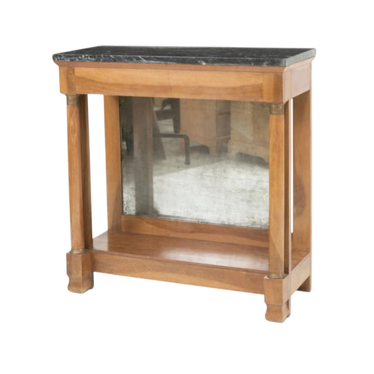 A Small Charles X Walnut Console Table With Mirror Back