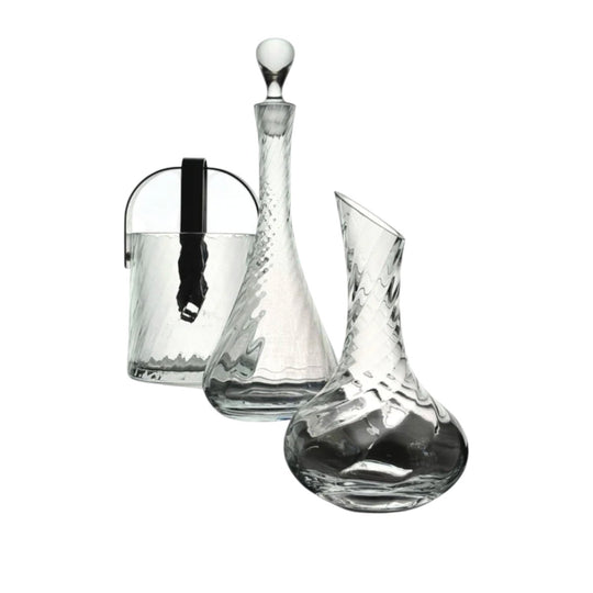 Krosno Glass Barware Suite (Three Pieces) Poland, circa 1970s–1980s (Krosno studio design)