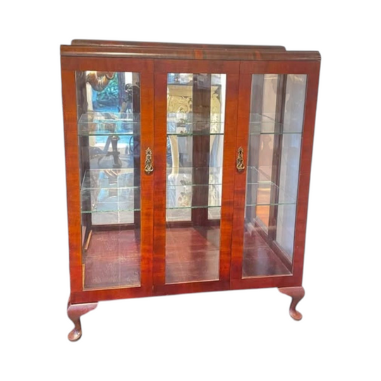 Art Deco Glass Display Cabinet | Solid Timber | Collectors Cabinet