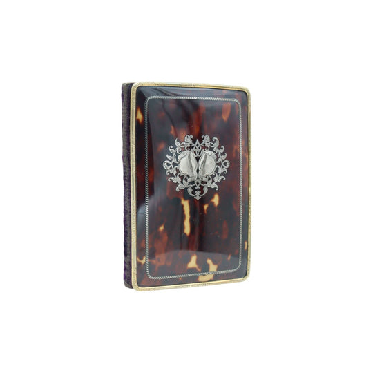Ladies tortoiseshell aide memoire inlaid with silver and gold