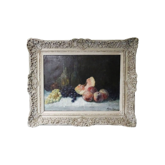 Large antique French  Impressionist still life oil painting