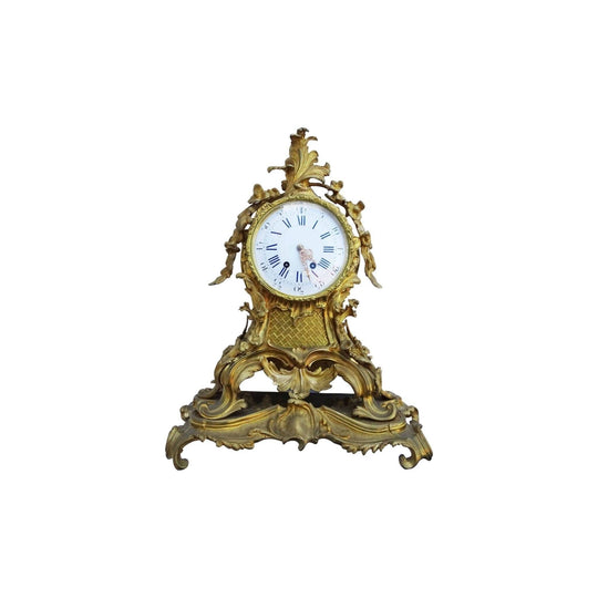 Large antique French rococo bronze clock - CL34